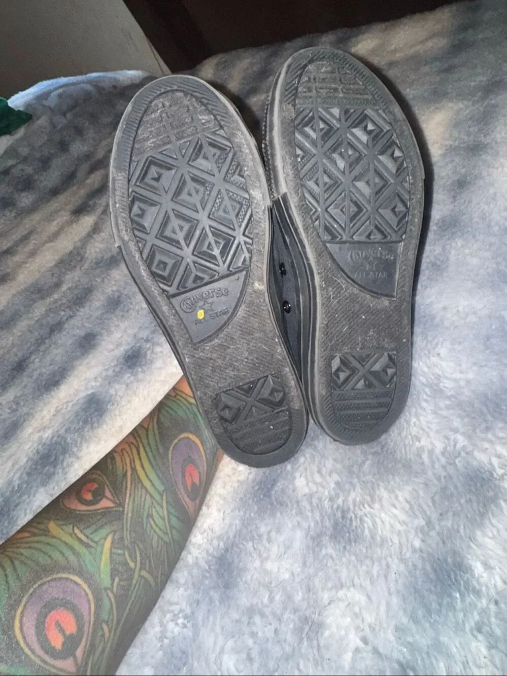 All black low top Converses size youth 3